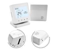 Termostato inalámbrico inteligente para calefacción de caldera de gas | Control con receptor, PC+ABS montado en la pared o escritorio, 86 x 86 mm, temperatura programable de 5-90 °C