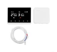 Termostato inteligente inalámbrico con receptor RF, control de voz y aplicación con modos manual y automático, adecuado para sistemas de calefacción de caldera de gas (blanco + sensor)