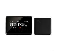 Termostato inteligente inalámbrico con receptor RF, control de voz y aplicación, soporta modos manuales y automáticos para sistemas de calefacción (negro)