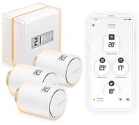 Netatmo Pack Termostato Inteligente + 3 Cabezales Termostáticos Conectados e Inteligentes, WiFi, Control Remoto vía App, Compatible con Calefacción Individual, NBU-NTH-Nav-EU.