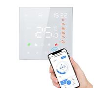 Termostato Inteligente WiFi, Aoresac Termostato Calefacción Programable por Suelo Radiante Agua Compatible con Amazon Google Home 3A Pantalla LCD Pantalla Táctil (Blanco)