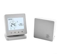 Termostato inteligente WiFi para caldera de gas, inalámbrico con receptor, programable de 5 a 90 °C, 2 fuentes de alimentación (batería/USB), aplicación para, blanco (With WIFI)
