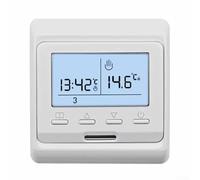 Termostato para calefacción eléctrica de suelo con horario diario programable, rango límite de 5-99C y carcasa ignífuga (blanco 3A)
