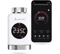 SALCAR Termostato Calefaccion TRV801W WiFi Termostato Pantalla LCD Compatible con Amazon Alexa & Google Assistant Cabezal Termostático Programable Tuya, sin Puerta de Enlace Adicional
