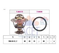 FACET 7.8831 Termostato refrigerante con junta 88°C Compatible con HYUNDAI i10 PA