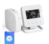 Termostato WiFi Apto para calderas de Gas y válvulas termostáticas Programable Diariamente Alimentado por USB y batería Compatible con Alexa y Google Assistant - Control Tuya