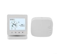 Termostato WiFi para sistema de calefacción central con receptor, compatible con control de voz, programable, digital, estadística, color blanco, 86 x 86 mm (sin WiFi)