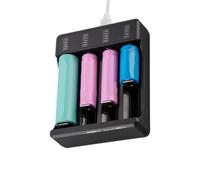 TERNCOEW 18650 - Caja de carga rápida de batería de 1/2/3/4 bahía con indicadores LED para baterías recargables de 3.7 V y 4.2 V, fuente de alimentación C estación de carga de batería