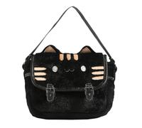 TERNCOEW Bolso cruzado de moda para mujer, diseño de caricaturas, bolso de mano, de felpa, con diseño de gatos, para ir de compras, citas, para mujer, de felpa, con diseño de dibujos animados, Black