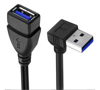 TERNCOEW Cable de extensión USB 3.0 en ángulo de 90 grados USB 3 adaptador USB cable extensor para conexión flexible y estable 20 cm USB macho a hembra