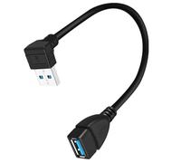 TERNCOEW Cable de extensión USB 3.0 en ángulo de 90 grados USB 3 adaptador USB cable extensor para conexión flexible y estable 20 cm USB macho a hembra