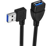 TERNCOEW Cable de extensión USB 3.0 en ángulo de 90 grados USB 3 adaptador USB cable extensor para conexión flexible y estable 20 cm USB macho a hembra