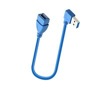 TERNCOEW Cable de extensión USB 3.0 súper rápido con ángulo derecho a la izquierda de 90 grados macho a hembra para ordenadores portátiles, televisores, disco duro, cámara, ángulo derecho e izquierdo