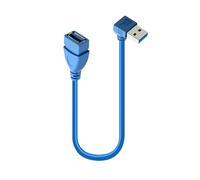 TERNCOEW Cable de extensión USB 3.0 súper rápido con ángulo derecho a la izquierda de 90 grados macho a hembra para ordenadores portátiles, televisores, disco duro, cámara, ángulo derecho e izquierdo