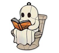 TERNCOEW Colgante de acrílico plano 2D con diseño de fantasmas, decoración de Halloween, adorno de pared de dibujos animados, decoración de casa, oficina, reutilizable, acrílico