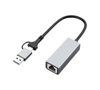 TERNCOEW Convertidores Ethernet RJ45 USB C/a de dos puertos de 1/2.5 Gbps, construcción de aleación de aluminio, Plug and Play para múltiples dispositivos, dos cabezales C/un adaptador de red