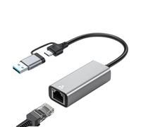 TERNCOEW Convertidores Ethernet RJ45 USB C/a de dos puertos de 1/2.5 Gbps, construcción de aleación de aluminio, Plug and Play para múltiples dispositivos, dos cabezales C/un adaptador de red
