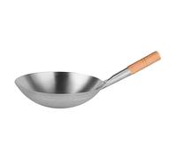 TERNCOEW Wok redondo de acero inoxidable, 24 cm y 26 cm de diámetro, sin revestimiento antiadherente, para saltear y saltear