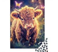 Ternero Adorable Puzzle de 1000 Piezas Puzzle para Adultos Papel Escena Nocturna con Luciérnagas Relajante Decoración Hogar 38x26cm/1000pcs