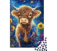 Ternero Bonito Flores de Campo Puzzle de 1000 Piezas Puzzle para Adultos Papel Relajación Atención Interacción Familiar Decoración Regalo 38x26cm/1000pcs