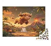 Ternero Volador Adorable Puzzle de 1000 Piezas Puzzle para Adultos Mundo Prehistórico de Dinosaurios Cartón Relajante Decoración Regalo Hogar 70x50cm/1000pcs