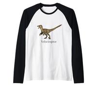 Terópodo Dinosaurio Velociraptor Camiseta Manga Raglan