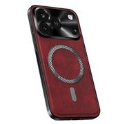 teroxa Funda magnética de piel para Honor 600 Pro, compatible con carga inalámbrica Magsafe, a prueba de golpes, antideslizante, antihuellas (rojo)