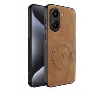 teroxa Funda para Poco X8 Pro, protección de lente de cámara, esquinas de parachoques de TPU, a prueba de golpes, carcasa trasera de piel, compatible con soporte MagSafe y cartera (marrón)