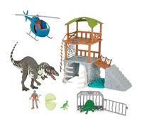Terra by Battat - Acrocanthosaur Jungle Expedition, Juego electrónico | Set de 13 piezas con dinosaurio electrónico, helicóptero, torre, jaula, figura, huevo y accesorios de jungla, 3 años y +