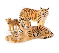 Terra by Battat, Familia Tiger, Figuras de Tigres de Juguete | Set de 4 figuras: 2 tigres adultos y 2 cachorros para juego de imaginación con animales salvajes, Familia Tiger, 3 años y +