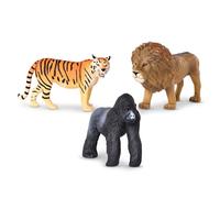 Terra by Battat Figuras de Animales de la Jungla: león, Tigre y Gorila | Set de 3 figuras realistas de plástico para el juego de imaginación y el juego educativo: león, tigre y gorila, 3 años y +