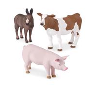 Terra by Battat - Juguetes de Animales para niños - 3 Figuras de Animales de Granja - Juego de Animales realistas - Cerdo, Burro, Vaca - 3 años + - Animales de Granja: Cerdo, Burro, Vaca