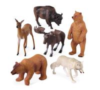Terra by Battat - North American Animals Set - Realistic Animal Toys with Bison and Bear Toys for Kids 3+ (6 pc)