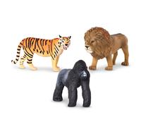 Terra by Battat - Realistic Animal Figurines - Plastic Jungle Animals (Lion Tiger & Gorilla) - Collectible Animal Toys for Kids and Toddler