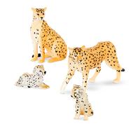 Terra by Battat - Set familiar de 4 guepardos - Figuras de guepardo de pl stico - Animales de zool gico realistas - Figuras coleccionables de ani