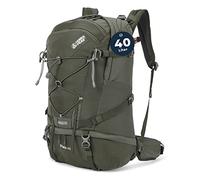 Terra Peak® Mochila de Senderismo 40L hombre y mujer (FLEX 40 GRANDE) Verde Oliva - Mochila de montaña, trekking, viaje para exteriores, ergonómica e impermeable con ventilación trasera (transpirable)