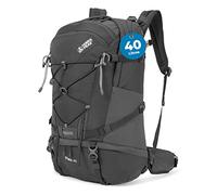Terra Peak® Mochila de Senderismo 40L para hombre y mujer (FLEX 40 GRANDE) Gris - Mochila de montaña, trekking y viaje para exteriores, ergonómica e impermeable con ventilación trasera (transpirable)