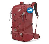 Terra Peak® Mochila de Senderismo 40L para hombre y mujer (FLEX 40 GRANDE) Rojo - Mochila de montaña, trekking y viaje para exteriores, ergonómica e impermeable con ventilación trasera (transpirable)