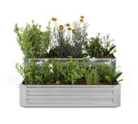 Terrabox 120x90x50 cm Cama de Jardín elevada de 2 niveles Plata
