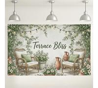 Terrace Bliss - Fondo de pared floral, fondo de fotografía decorativo de vegetación vintage, suministros de cabina de fiesta para interiores y exteriores, decoración de jardín de primavera y verano