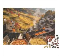 Terraced Fields Puzzle 1000 Piezas Papel Reciclable Drying Crops Puzzle para Adultos Divertido and Desafiante Family Juego Gift para Men‘s Birthday 52x38cm/1000pcs