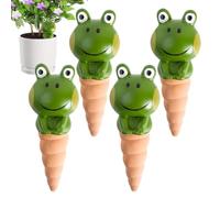 Terracotta Watering Spikes - Red Clay Set of 4 Cute Frog Self Irrigation