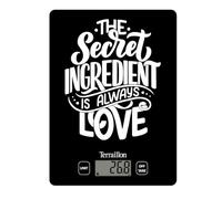 TERRAILLON - FIRST SECRET- Báscula de Cusine Electrónica, Bandeja de cristal, Capacidad 3 kg, Graduación 1 g, Tara, Conversiones líquidas, Ultrafina y compacta - Pantalla LCD - Secret