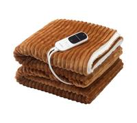 TERRAILLON - KOOMY, manta eléctrica, apagado automático, manta 9 ajustes de temperatura, calor durante 9 horas, lavable a máquina. 180x130 Cm, Sherpa y Franela, Caramelo