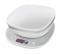 TERRAILLON - MACARON GLACEE + BOL - Báscula de cocina electrónica, acabado inoxidable, cuenco de 1,5 L, pantalla LCD retroiluminada, asa integrada, capacidad 5 kg, graduación 0,5 g/1 g, acero