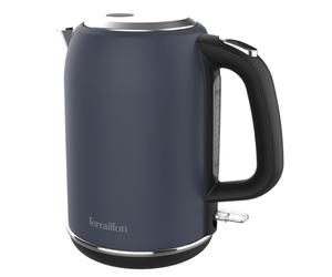 TERRAILLON - NEW MOON- Hervidor eléctrico, 1,7 L, 2200 W, base giratoria 360 °, apagado automático y botón retroiluminado, indicador de nivel de agua, filtro antical, cuerpo de acero inoxidable