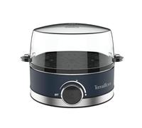 TERRAILLON - NEW MOON - Olla de huevo eléctrica, capacidad 7 huevos, 410 W, temporizador integrado, tapa integrada, vaso de medición, cuerpo de acero inoxidable pintado, azul