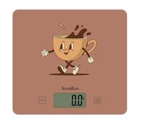 TERRAILLON - T1040 RETRO COFFEE - Balanza de cusine electrónica, bandeja de cristal, capacidad 3 kg, graduación 1 g, tara, conversión líquida, ultrafina y compacta - Pantalla LCD - Retro Coffee