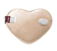 TERRAILLON - WITH LOVE, Bolsa de agua caliente eléctrica, acabado terciopelo, carga rápida 8-12 min, hasta 6 horas de calor, Aliviar el dolor muscular-menstrual-articular, Rosa beige