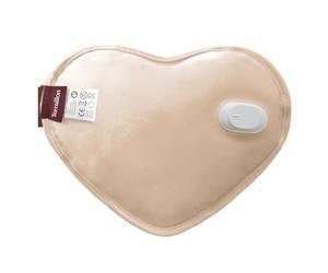 TERRAILLON - WITH LOVE, Bolsa de agua caliente eléctrica, acabado terciopelo, carga rápida 8-12 min, hasta 6 horas de calor, Aliviar el dolor muscular-menstrual-articular, Rosa beige